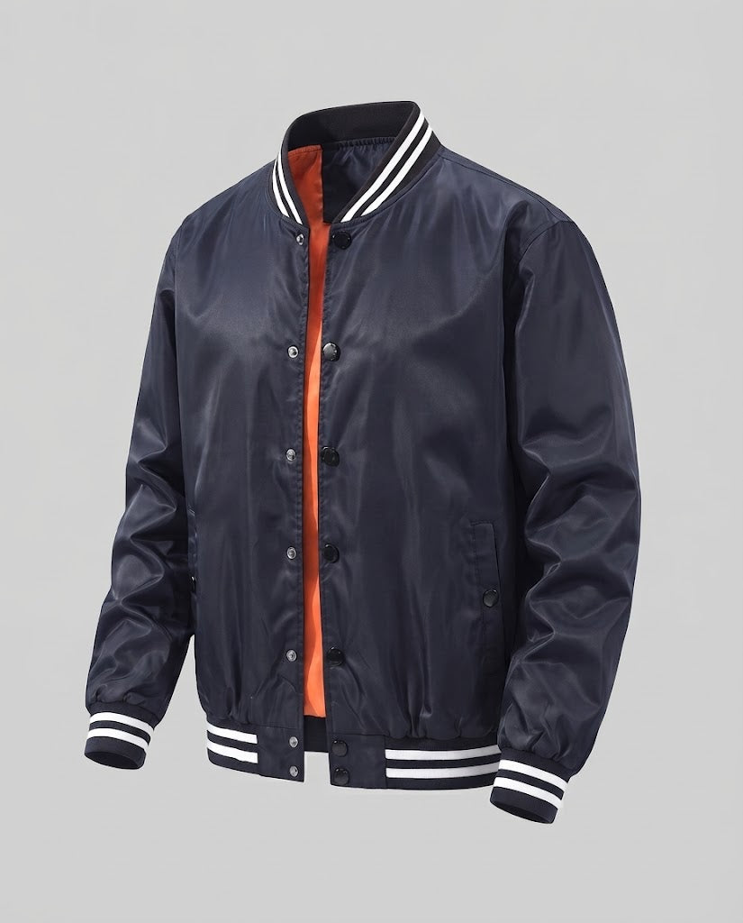 Men's college jacket with padded thermal lining and contrasting ribbed collar EVA-US