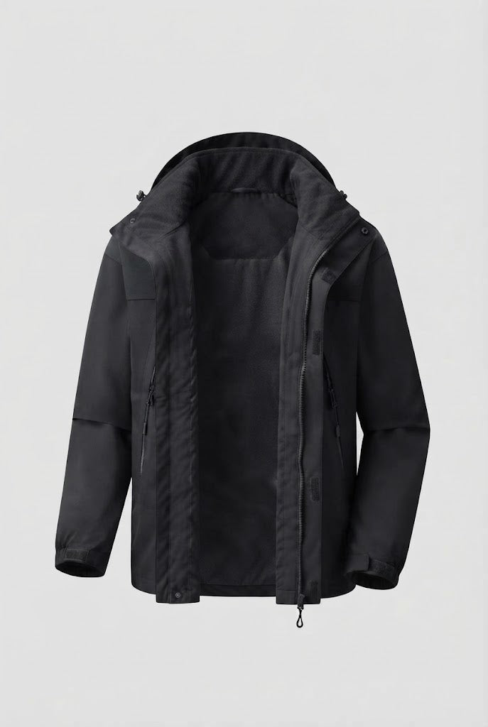 Men's two-layer softshell outdoor jacket with removable fleece inner jacket and hood EVA-US
