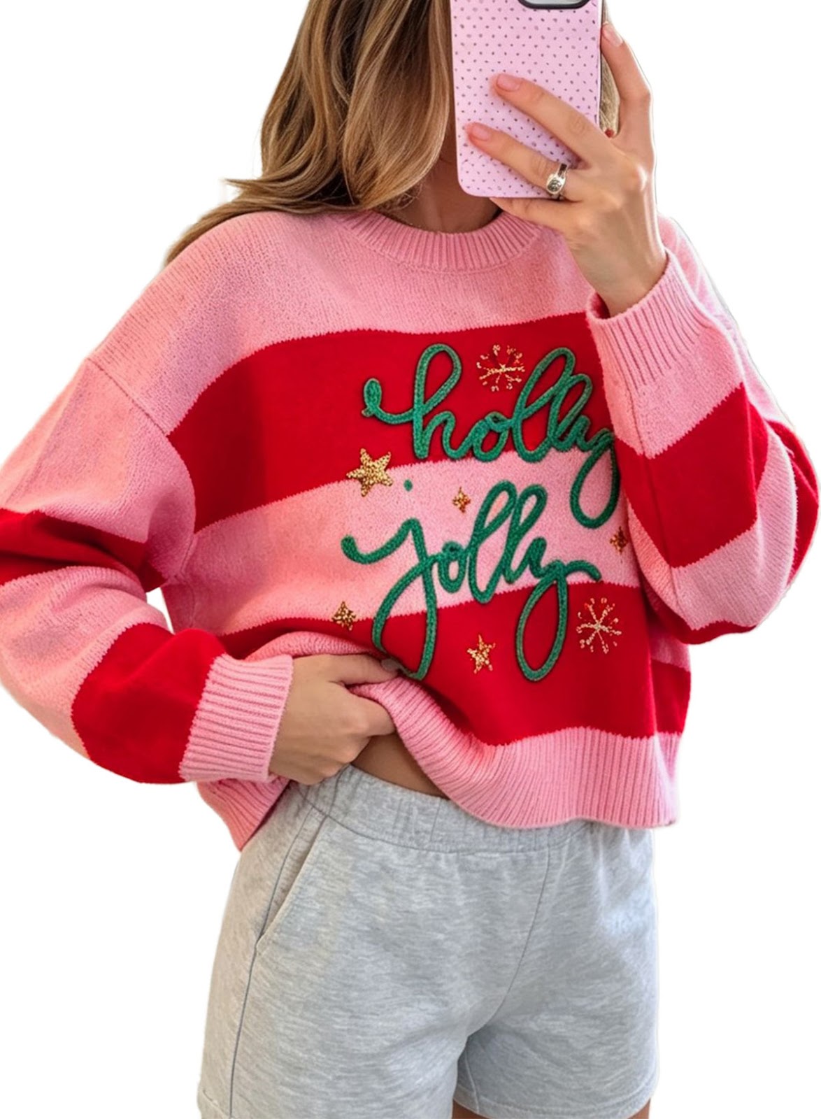 Christmas knitted sweater with letter motif