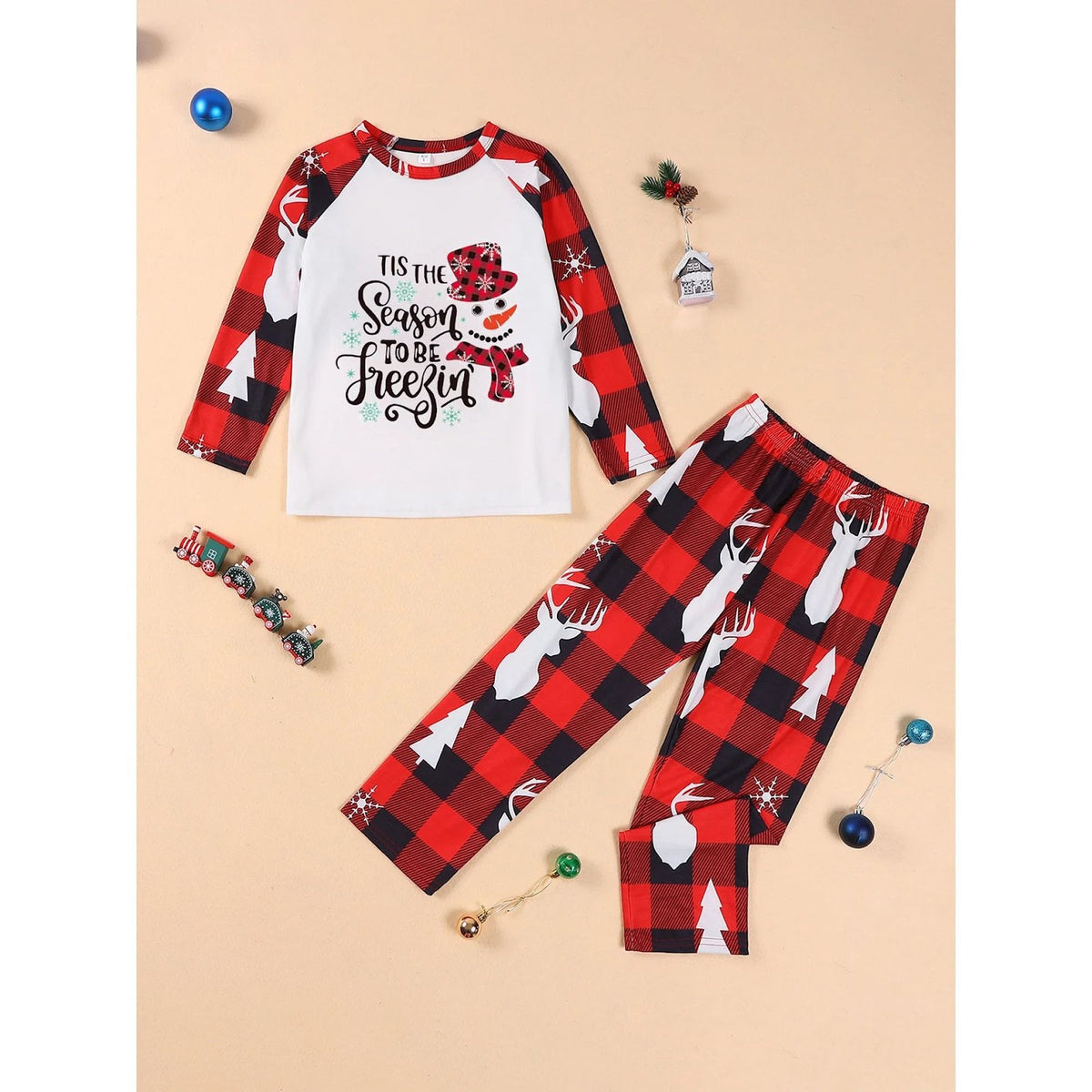 Christmas Pajama Set for Families with Festive Print