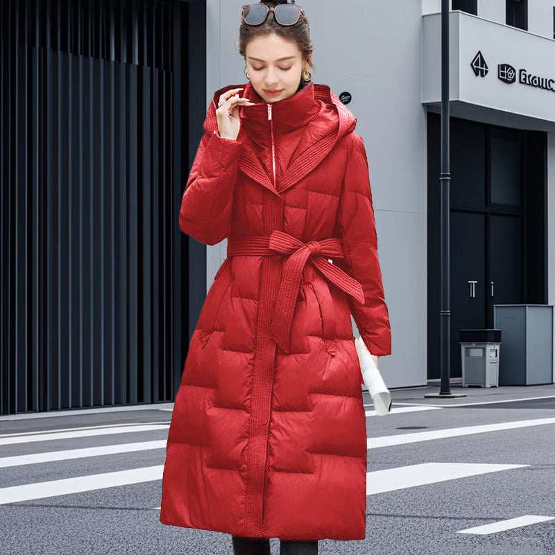 Women's down coat, mid-length, with duck down filling