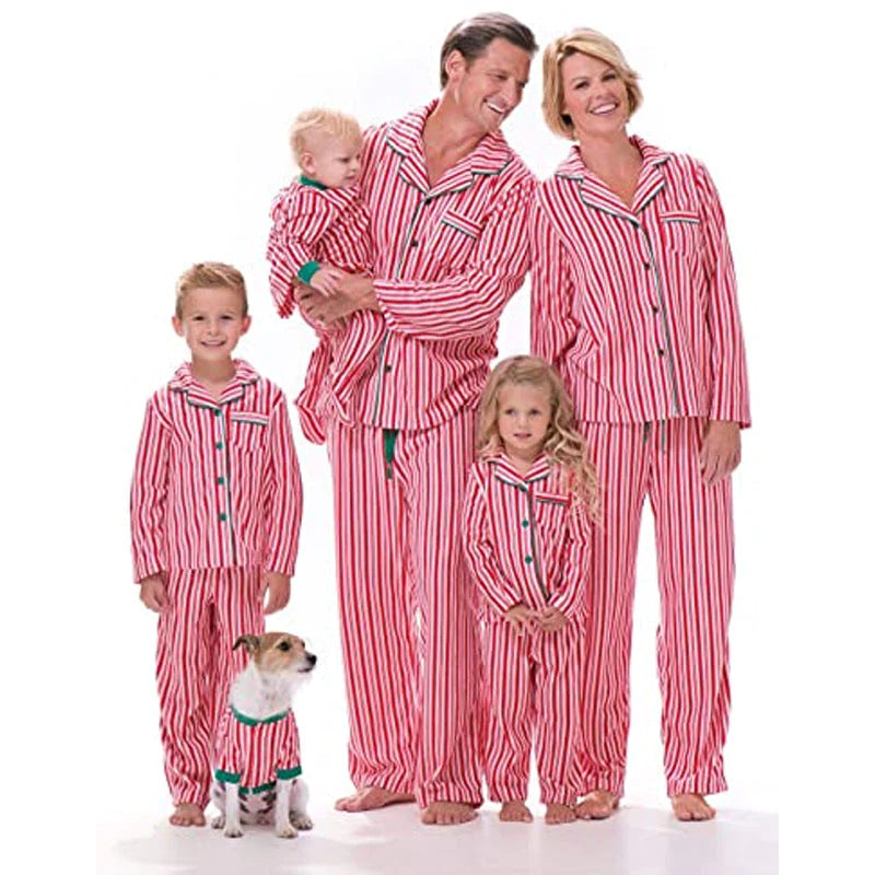 Family Pajama Set, Stripe Design, Christmas