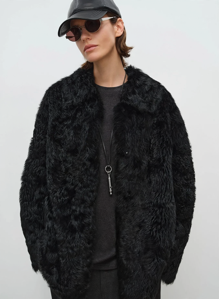 Women's coat made of lambskin imitation in Toscano look