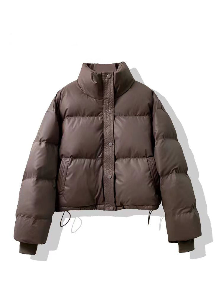 Short, loose women's winter jacket in modern style