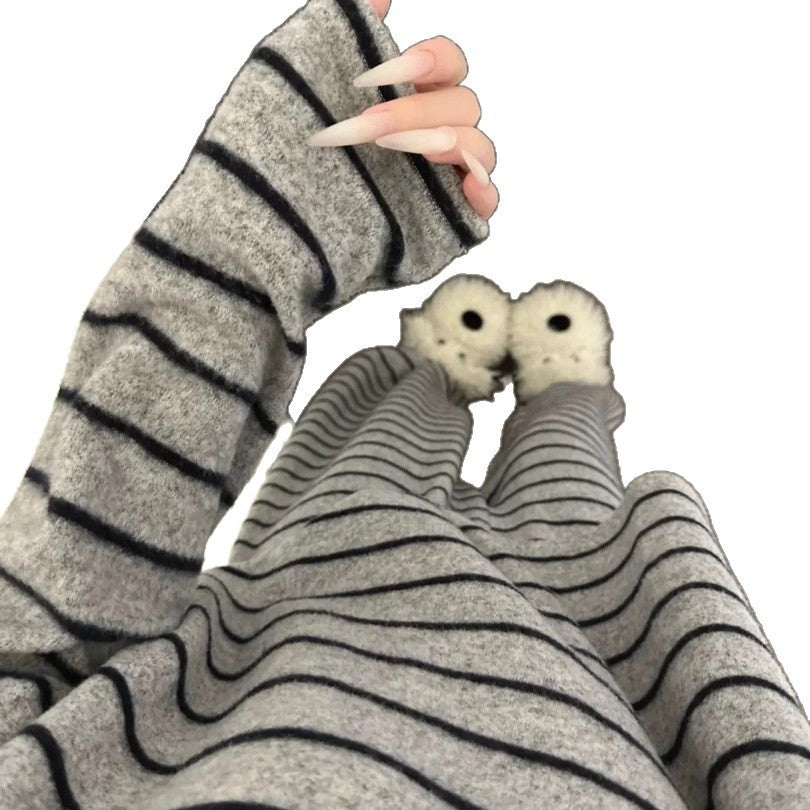 Women's lounge suit, striped, thermo material, winter
