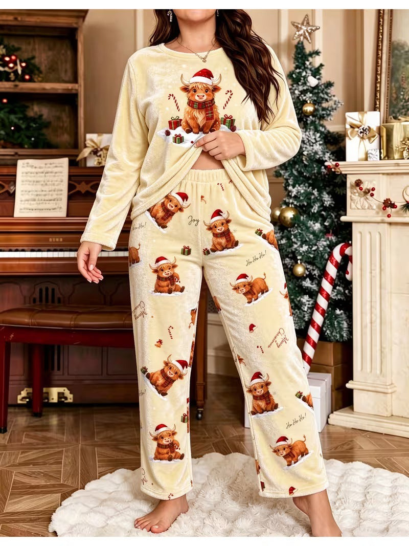 Christmas House Suit Set made of Flannel for Women