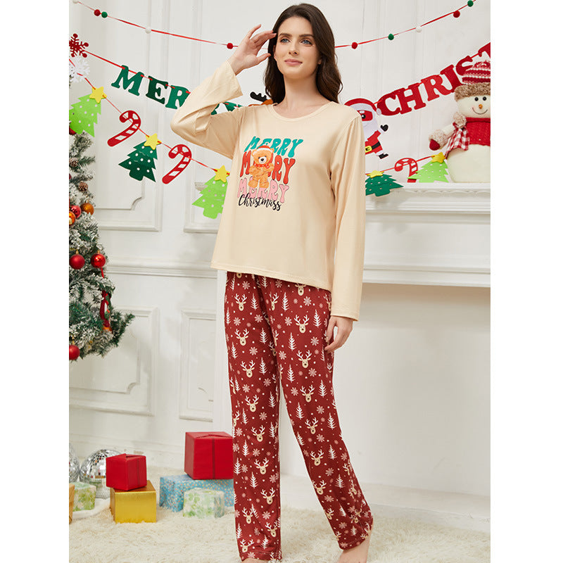Women's pajamas, round neck, for autumn and winter