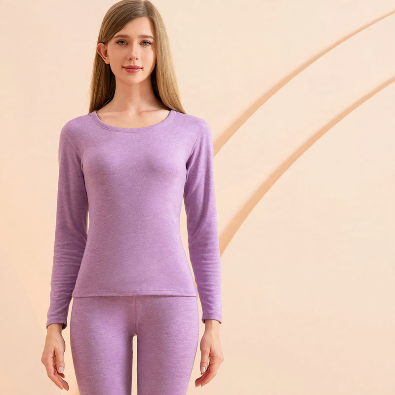 Thermal underwear set, cashmere-silk blend, round neck