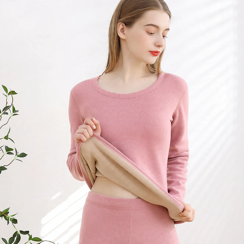 Women's Thermal Underwear Set, Lined, Round Neck