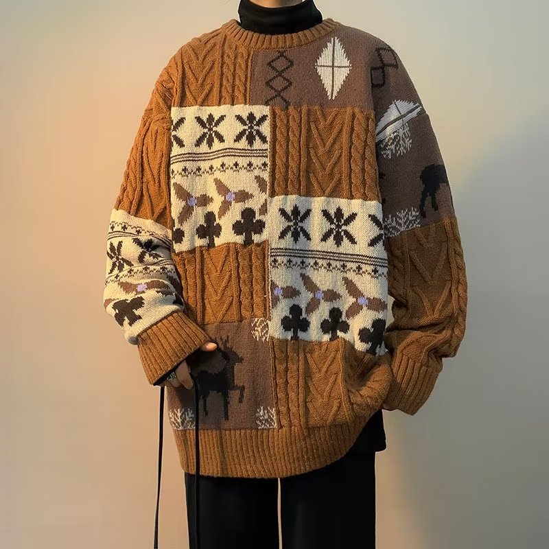 Thick knit sweater in retro style