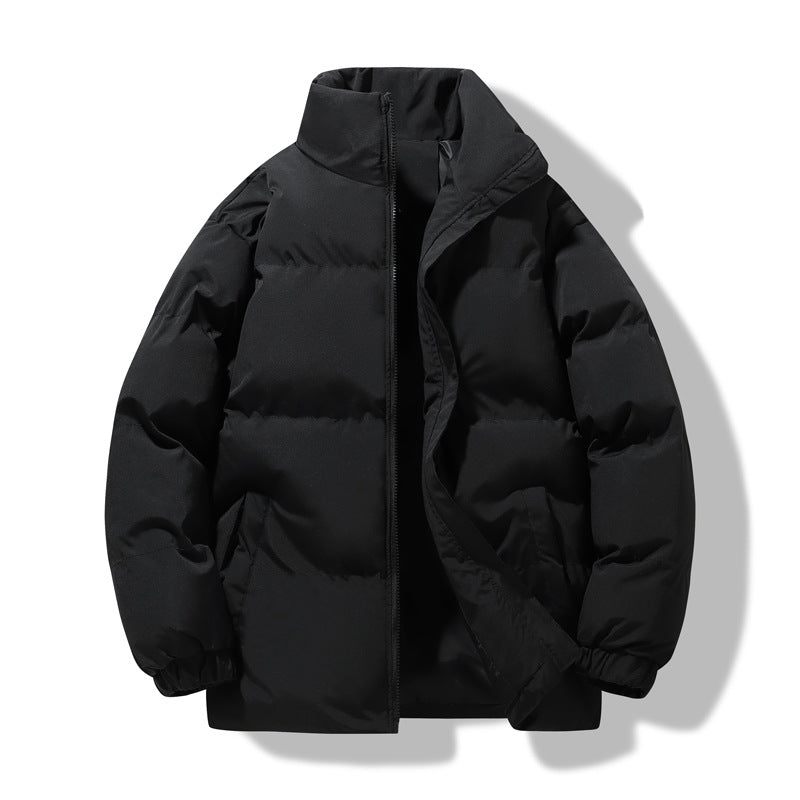 Loose Unisex Padded Jacket with Stand-Up Collar