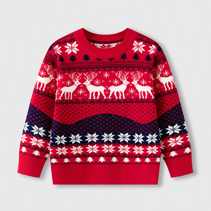 Christmas sweater with reindeer jacquard pattern