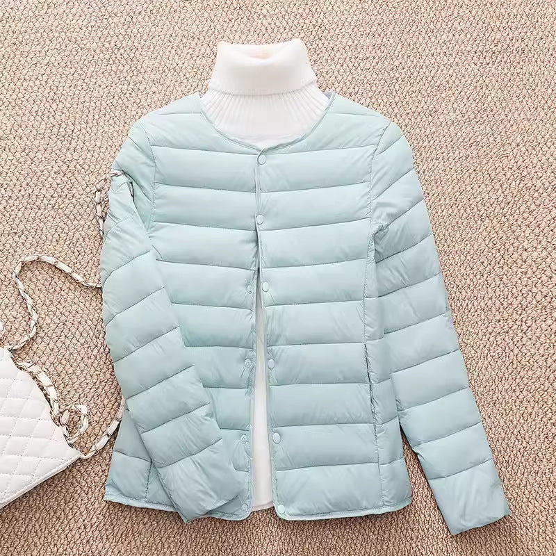 Light women's quilted jacket, short, tailored