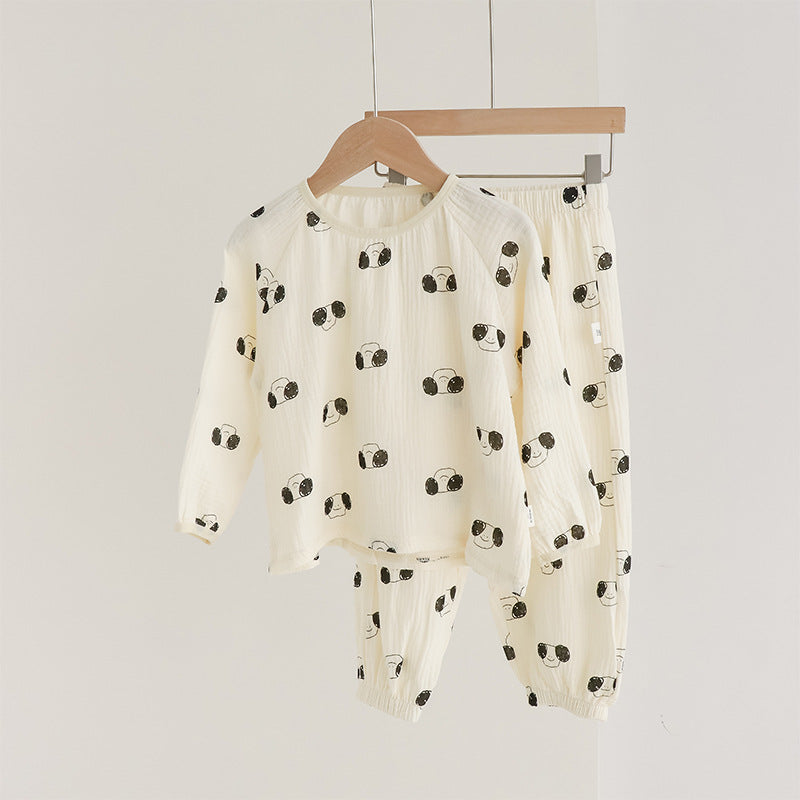 Children's house suit, cotton muslin, long-sleeved