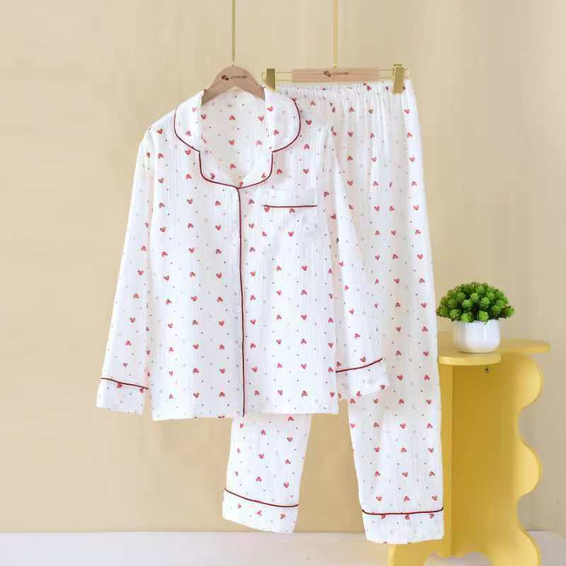 Women's pajamas, cotton gauze, long sleeves