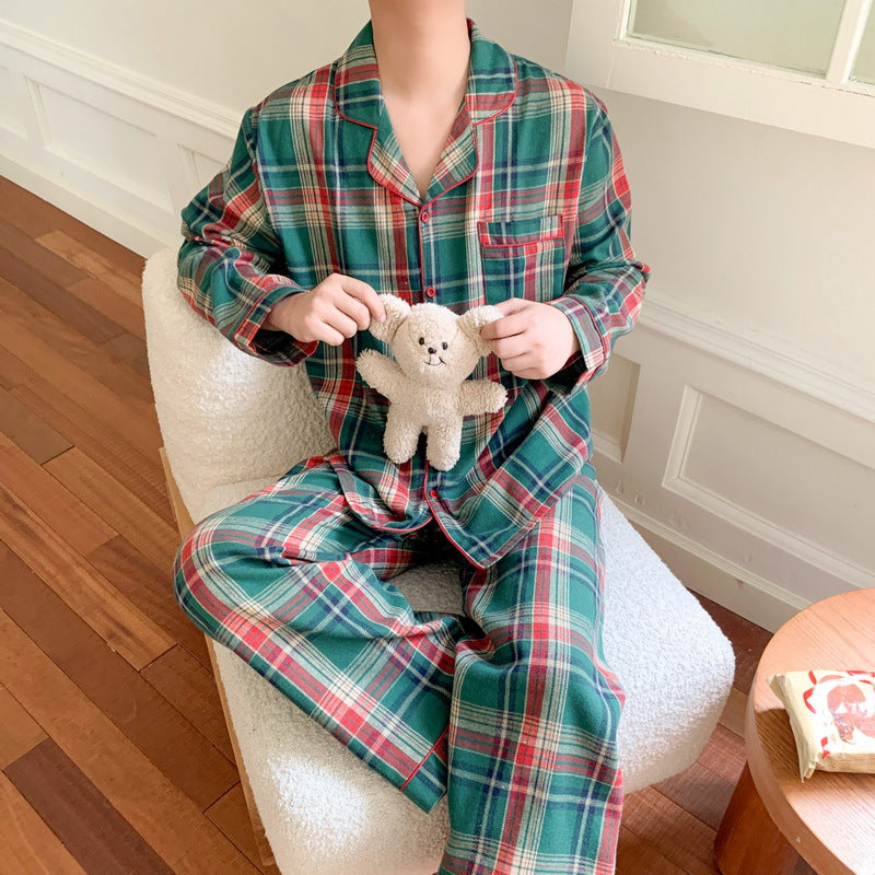 Christmas check house suit for women, brushed