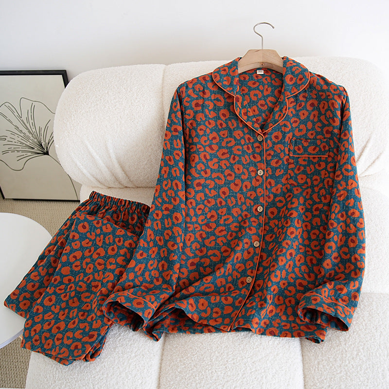 Women's Pyjama Set made of Cotton Double Gauze with Lapels