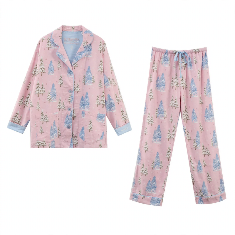 Women's pajamas, cotton, brushed on both sides, versatile