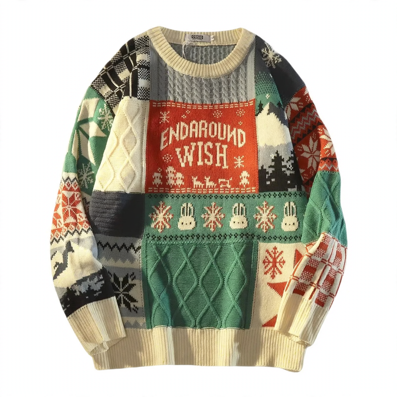 Men's knitted sweater with contrast pattern