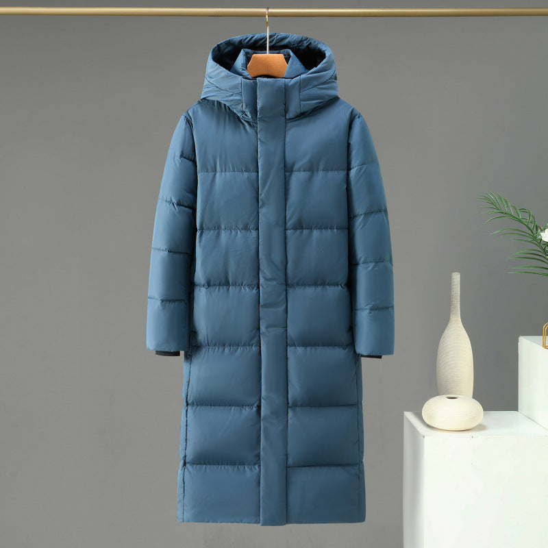 Long down coat, knee-length, for men and women