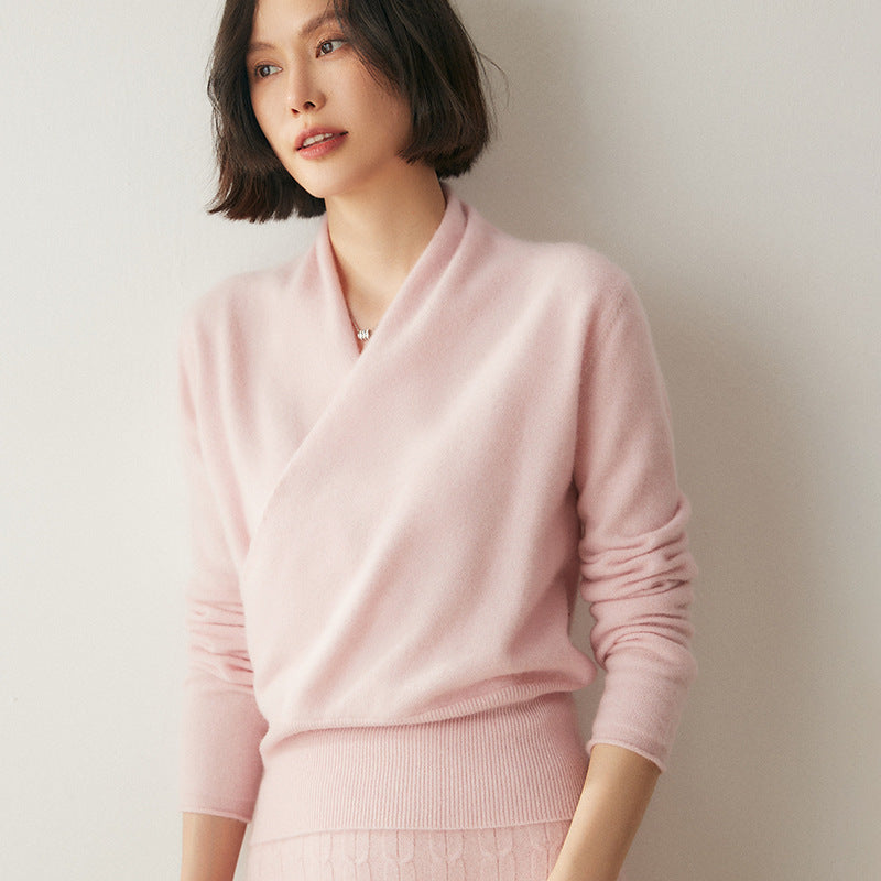 Women's knit sweater with V-neck