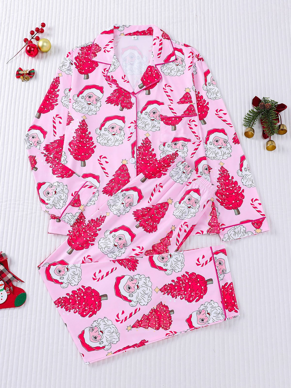 Christmas Loungewear Set with Candy Cane Pattern