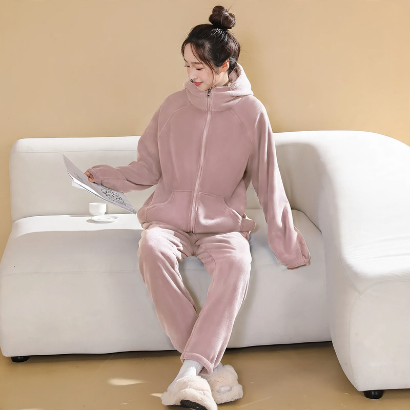 Padded Flannel Loungewear Set for Women