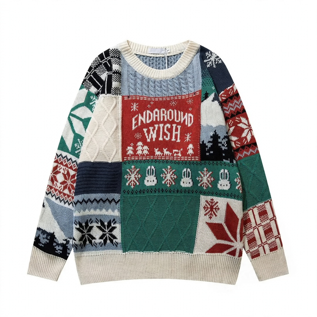 Men's Knit Sweater, Crew Neck, Contrasting Colors