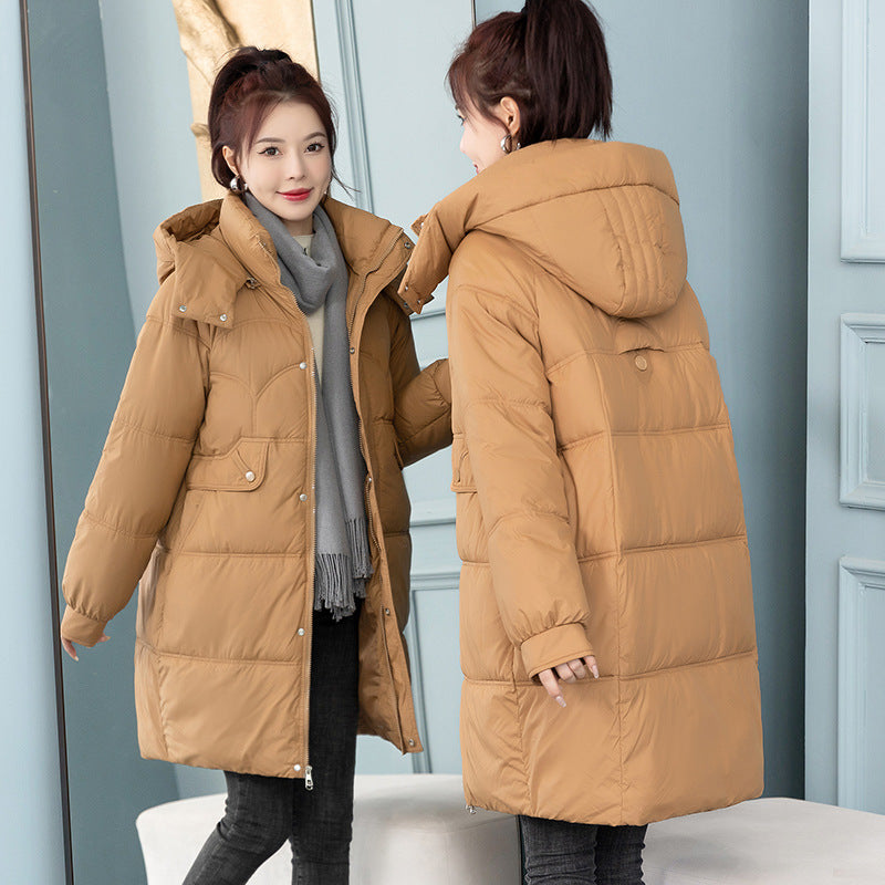 Long women's quilted jacket, padded, loose fit