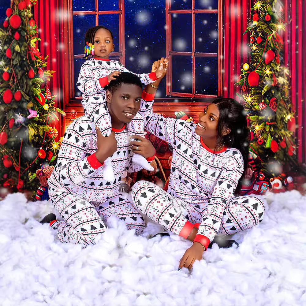 Christmas pajamas set with striped pattern