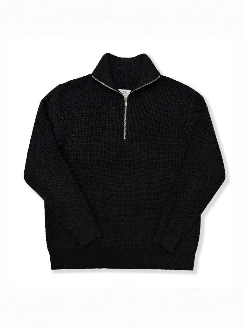 Unisex knitted pullover with zipper, cotton blend