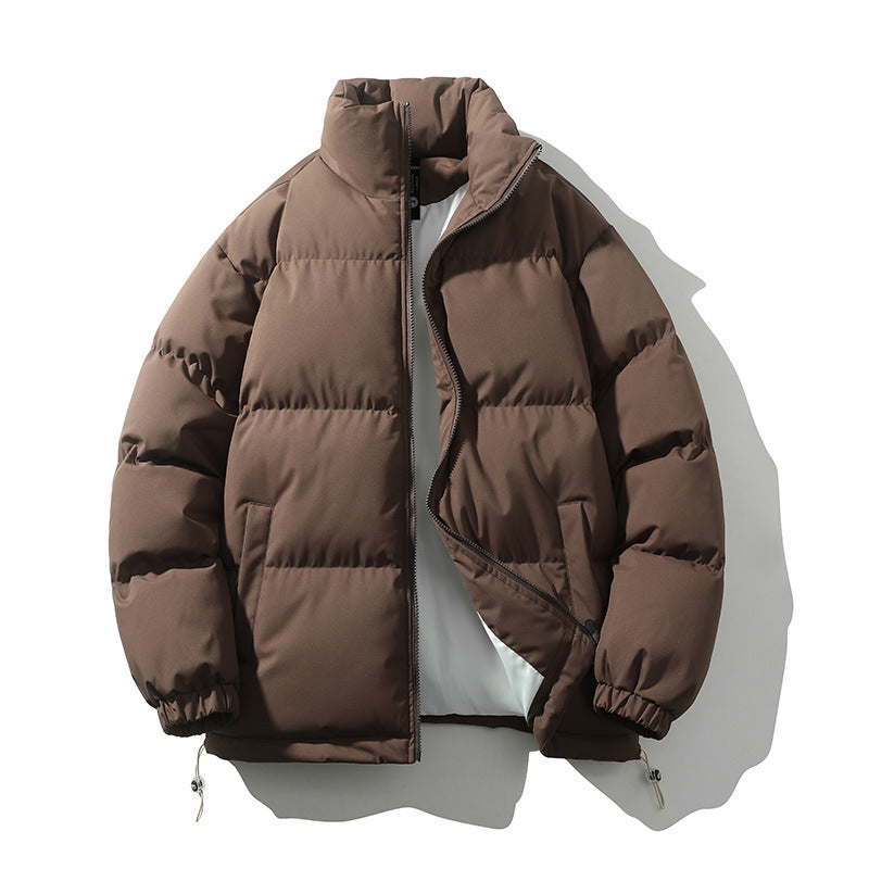 Padded men's quilted jacket with stand-up collar