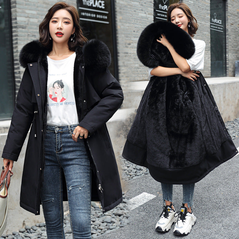 Ladies' winter jacket, padded, with faux fur collar