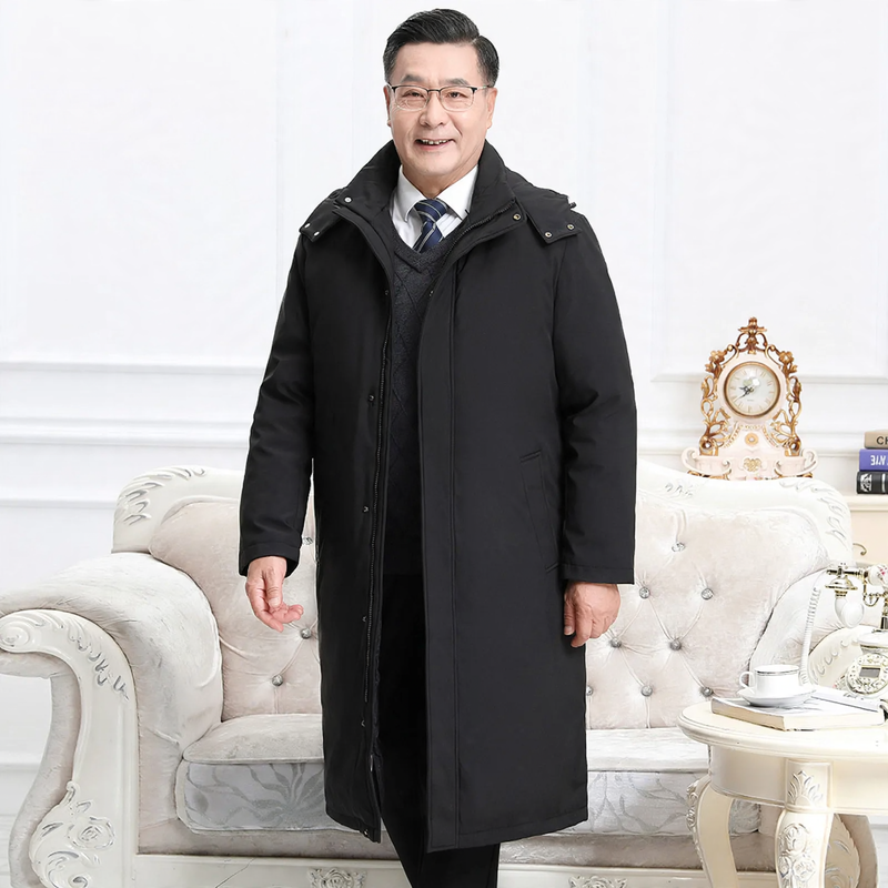 Men's down coat, long, with removable inner lining