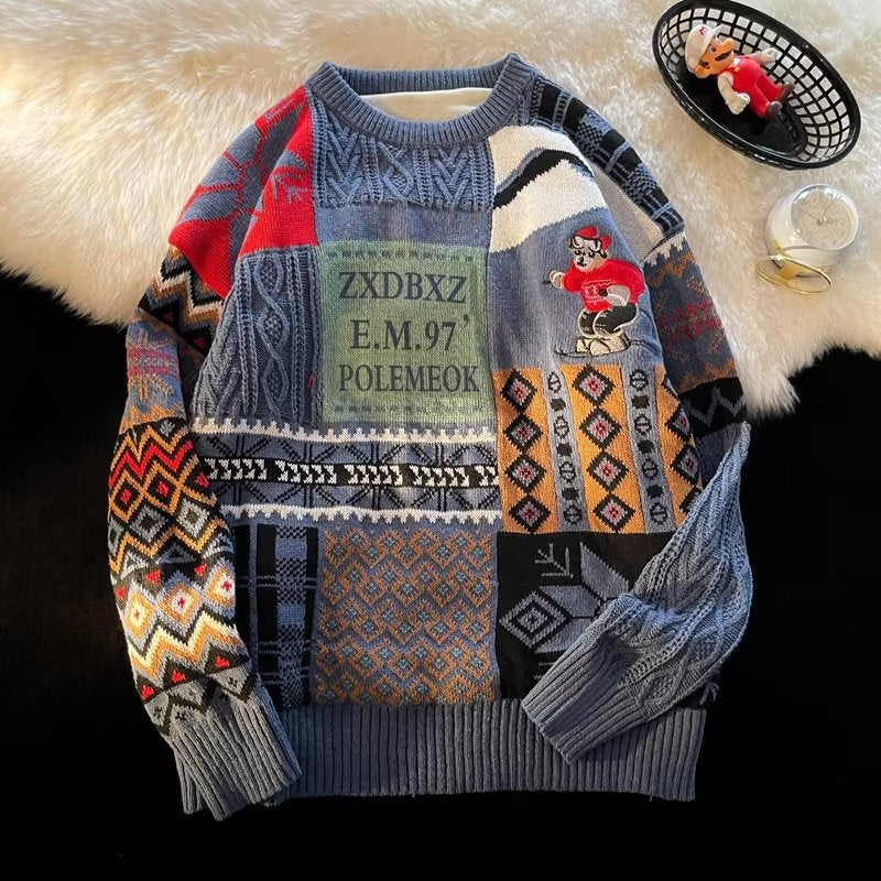 Nordic retro knitted sweater, lined, for women and men