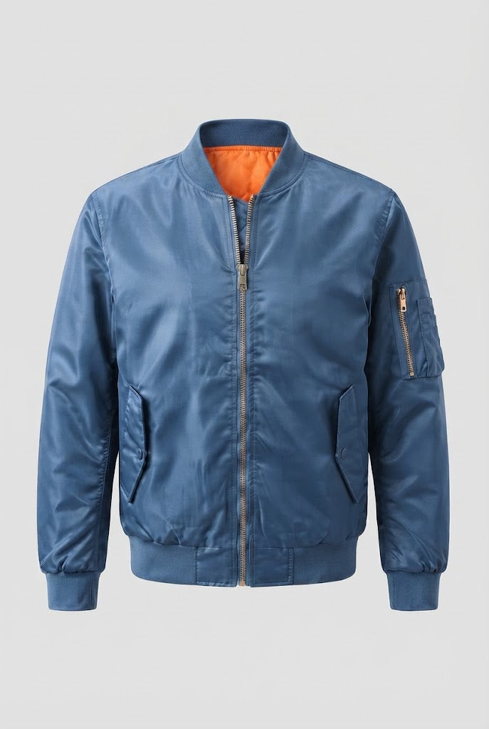 Men's Glossy Nylon Bomber with Quilted Thermal Lining EVA-US