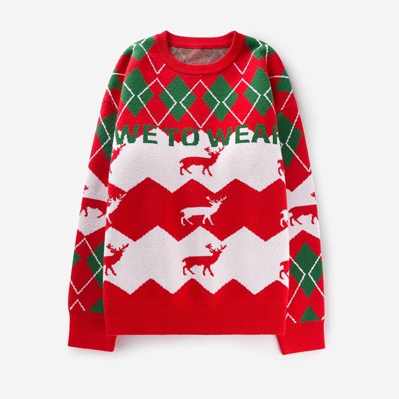 Unisex knit sweater with round neckline