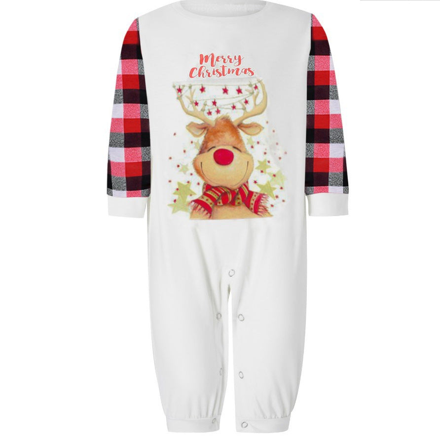 Family pajama set with animal and checked patterns