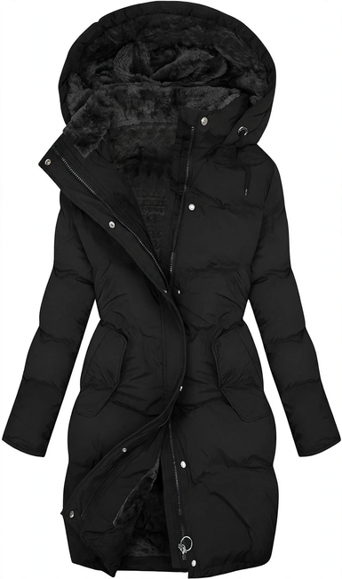 Padded women's jacket with fur collar