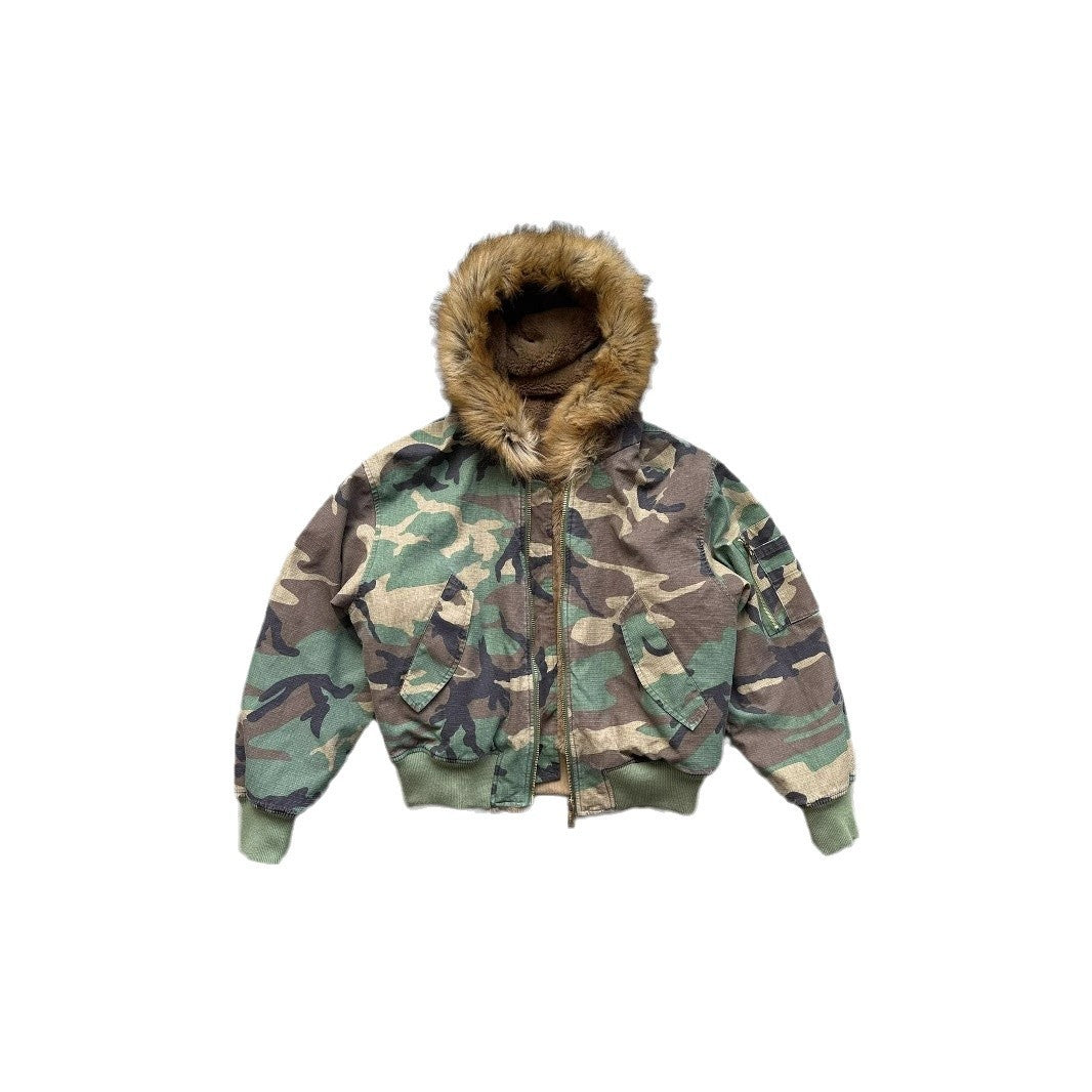 Men's reversible jacket, lined, with camouflage pattern