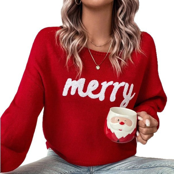 Women’s Christmas sweater, round neck, plus size