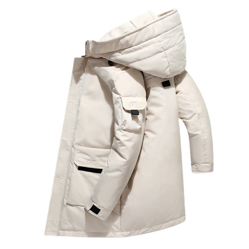 Padded men's down parka-style jacket