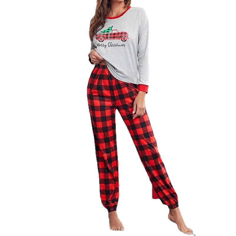 Ladies' Pajama Set, Checked, Long Sleeve, for Autumn and Winter