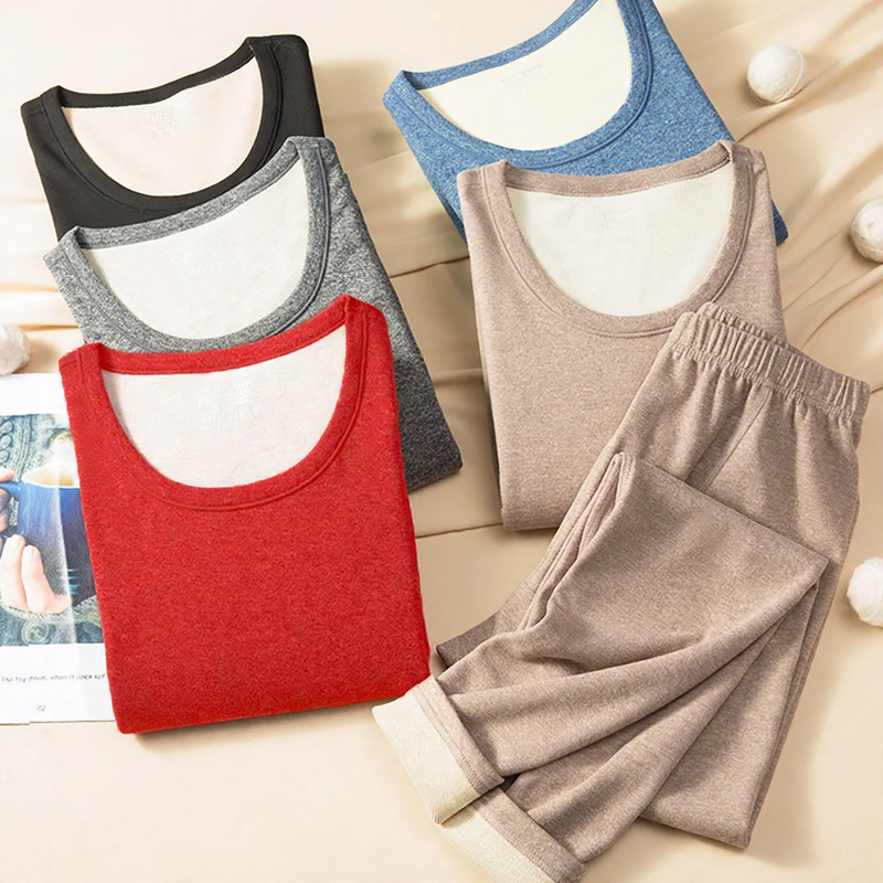 Padded thermal underwear set, round neck
