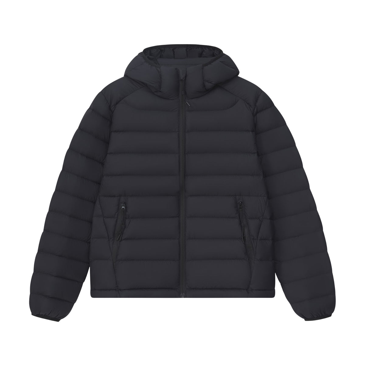Women's down jacket with hood, quilted, warm