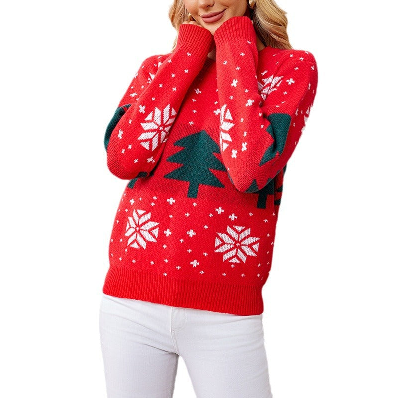 Elegant Christmas sweater with tree jacquard