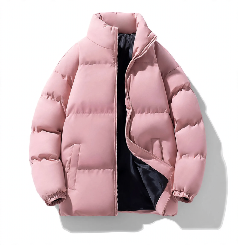 Padded men's winter jacket with stand-up collar