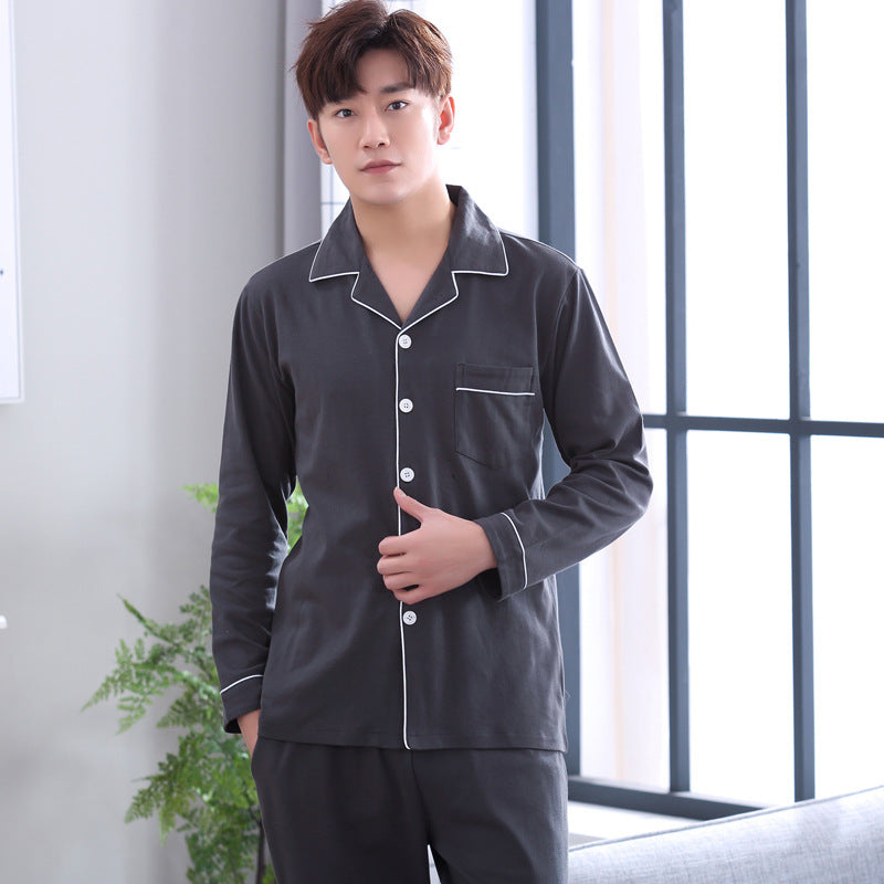 Men's house suit made of cotton, long-sleeved