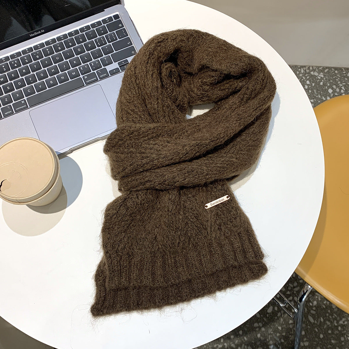 Alpaca wool blended scarf, 24x165cm