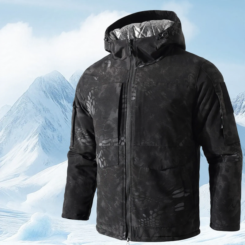 Men's winter jacket, graphene insulation, water-repellent, camouflage
